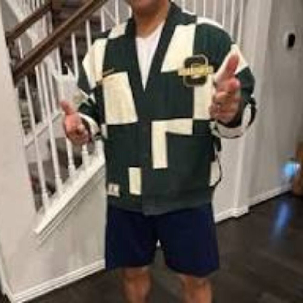 ~Champion Men's Varsity Check Cardigan Sweater - Green~S~NWT's~SOLD OUT!~Ltd. Ed